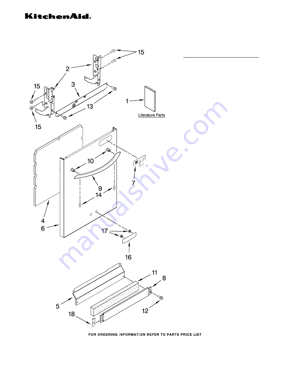 KitchenAid KUDU03STBL0 Parts List Download Page 1