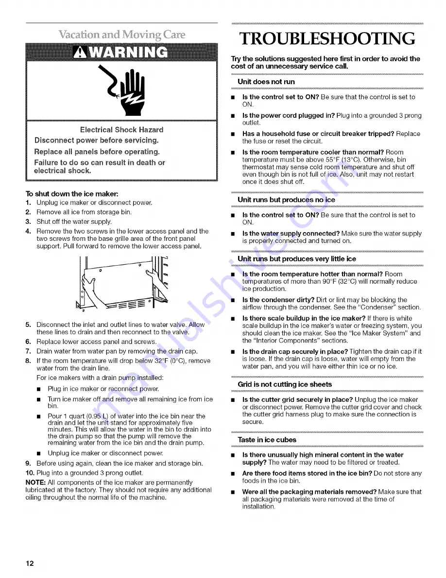 KitchenAid KUIA15NLHS4 Use & Care Manual Download Page 12