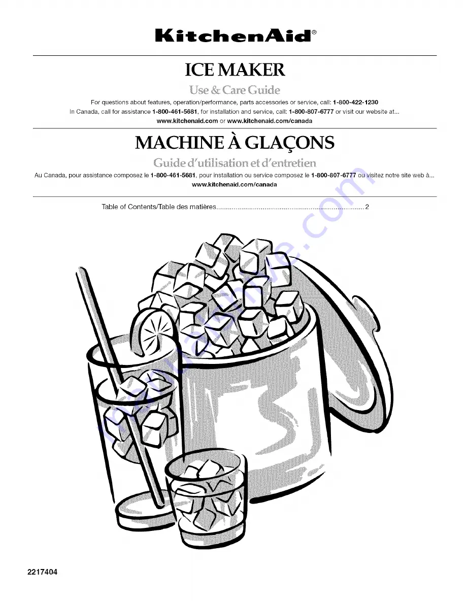 KitchenAid KUIA15PLLS2 Use & Care Manual Download Page 1