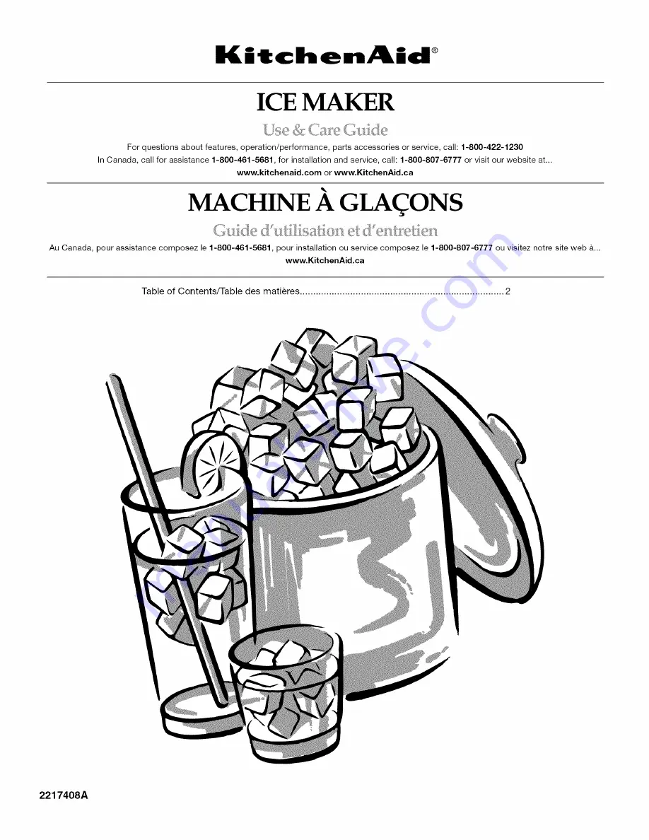 KitchenAid KUIA18NNJS5 Use & Care Manual Download Page 1