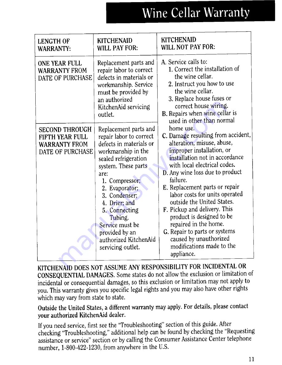 KitchenAid KUWS246EBL00 Use & Care Manual Download Page 11