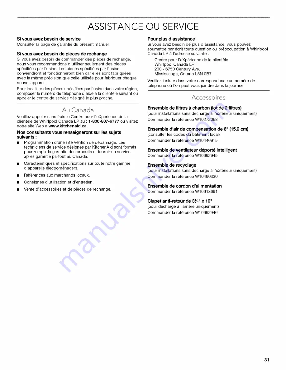 KitchenAid KVUB600DSS0 Installation Instructions And Use & Care Manual Download Page 31