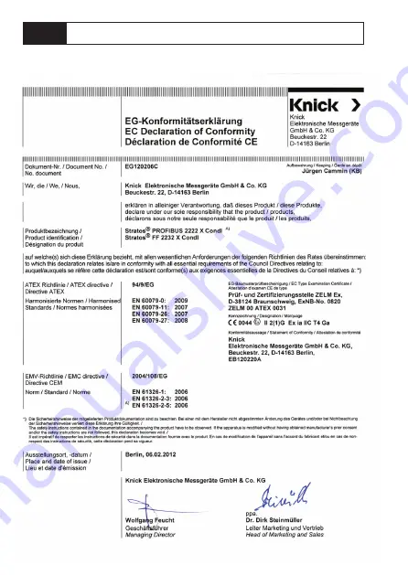 Knick Stratos PROFIBUS 2222X CondI User Manual Download Page 46