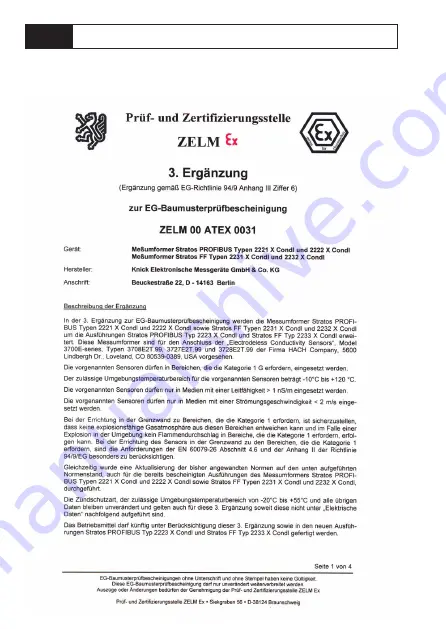 Knick Stratos PROFIBUS 2222X CondI User Manual Download Page 56