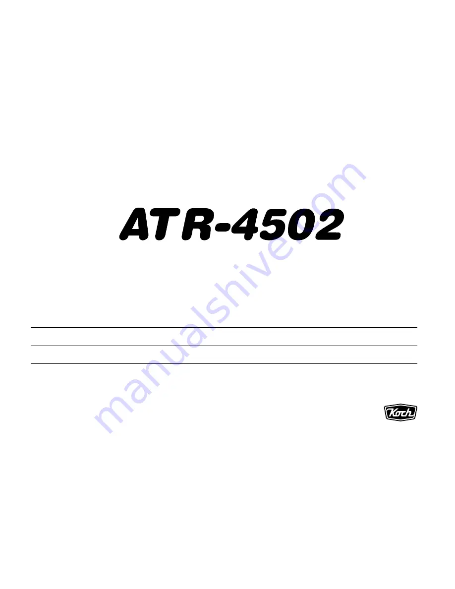 Koch Guitar Electronics ATR-4502 Operating Instructions Manual Download Page 1