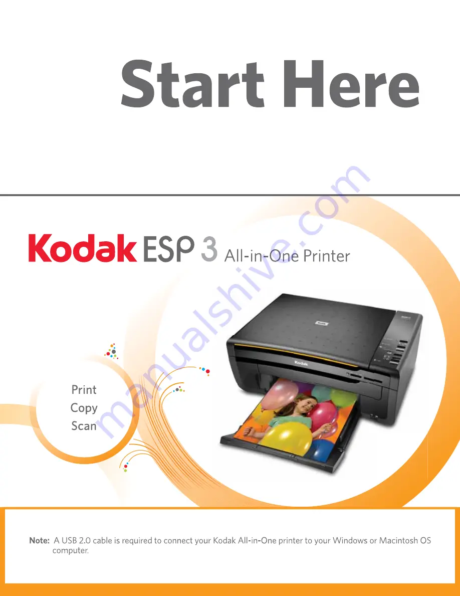 Kodak ESP 3 - All-in-One Color Inkjet Setup Manual Download Page 1