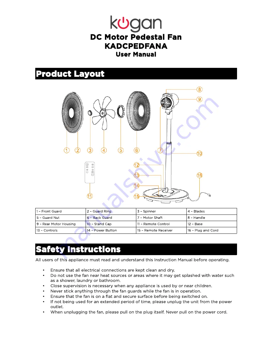 Kogan KADCPEDFANA User Manual Download Page 1