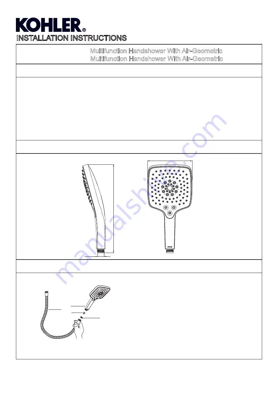 Kohler Rainduet R97009T Installation Instructions Download Page 1