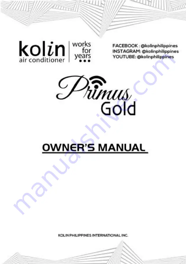 Kolin Primus Gold KSG-IWF-10WFY-8K1M32 Owner'S Manual Download Page 1