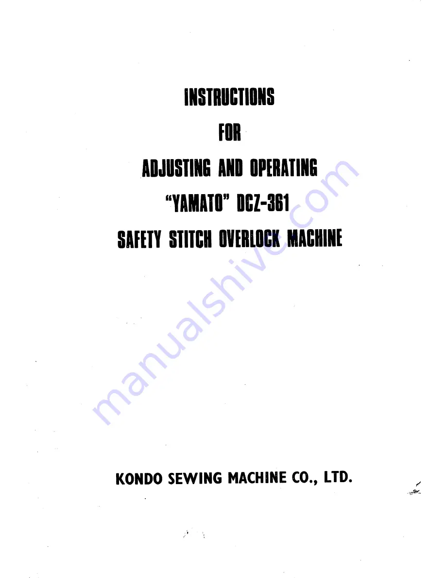 Kondo Yamato DCZ-361A Instructions And Operating Manual Download Page 1