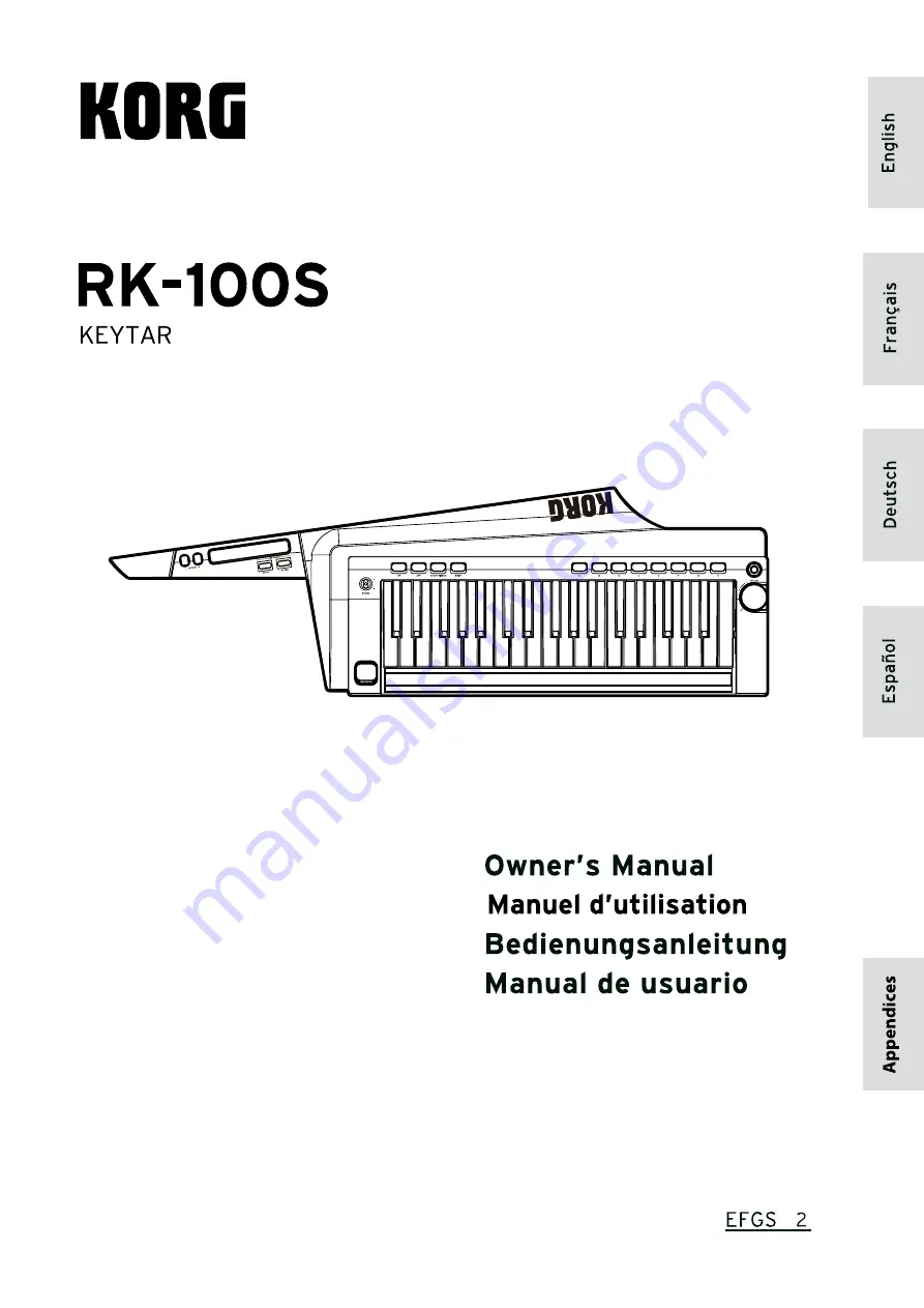 Korg RK-100S Скачать руководство пользователя страница 1