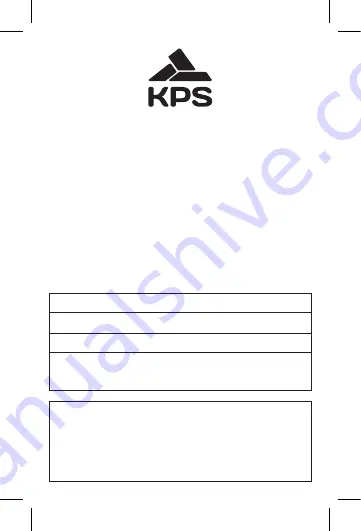 KPS 602250005 Instruction Manual Download Page 31