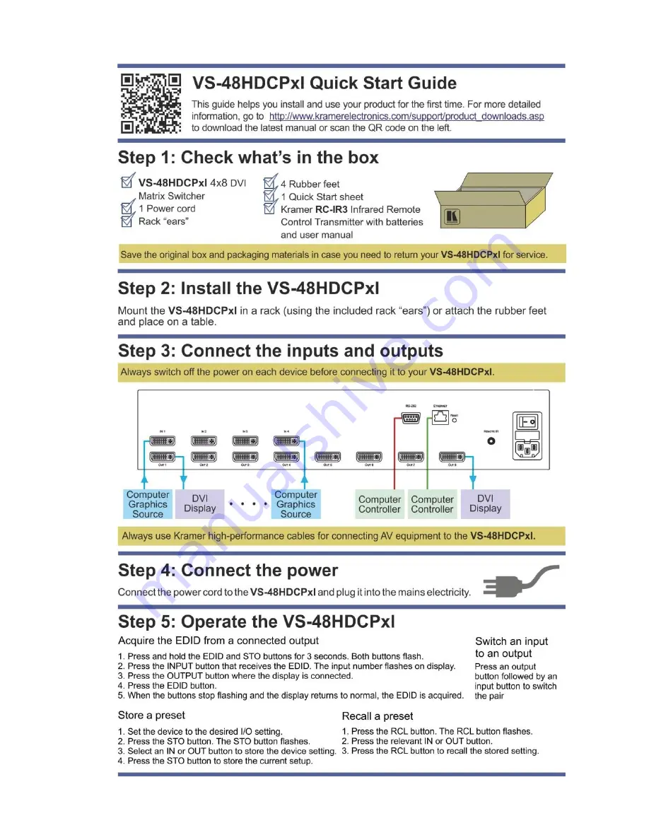 Kramer VS-48HDCPxl User Manual Download Page 2