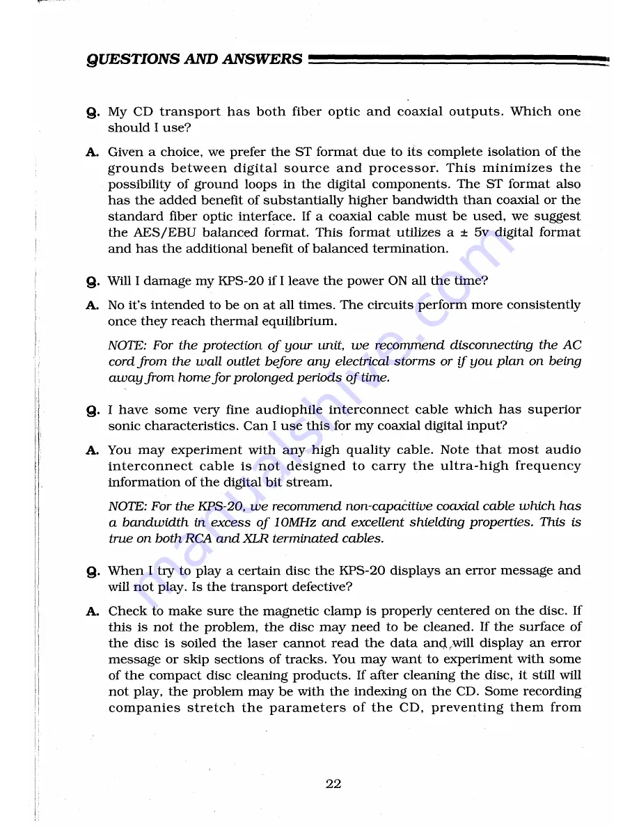 Krell Industries KPS-20i Owner'S Reference Manual Download Page 23