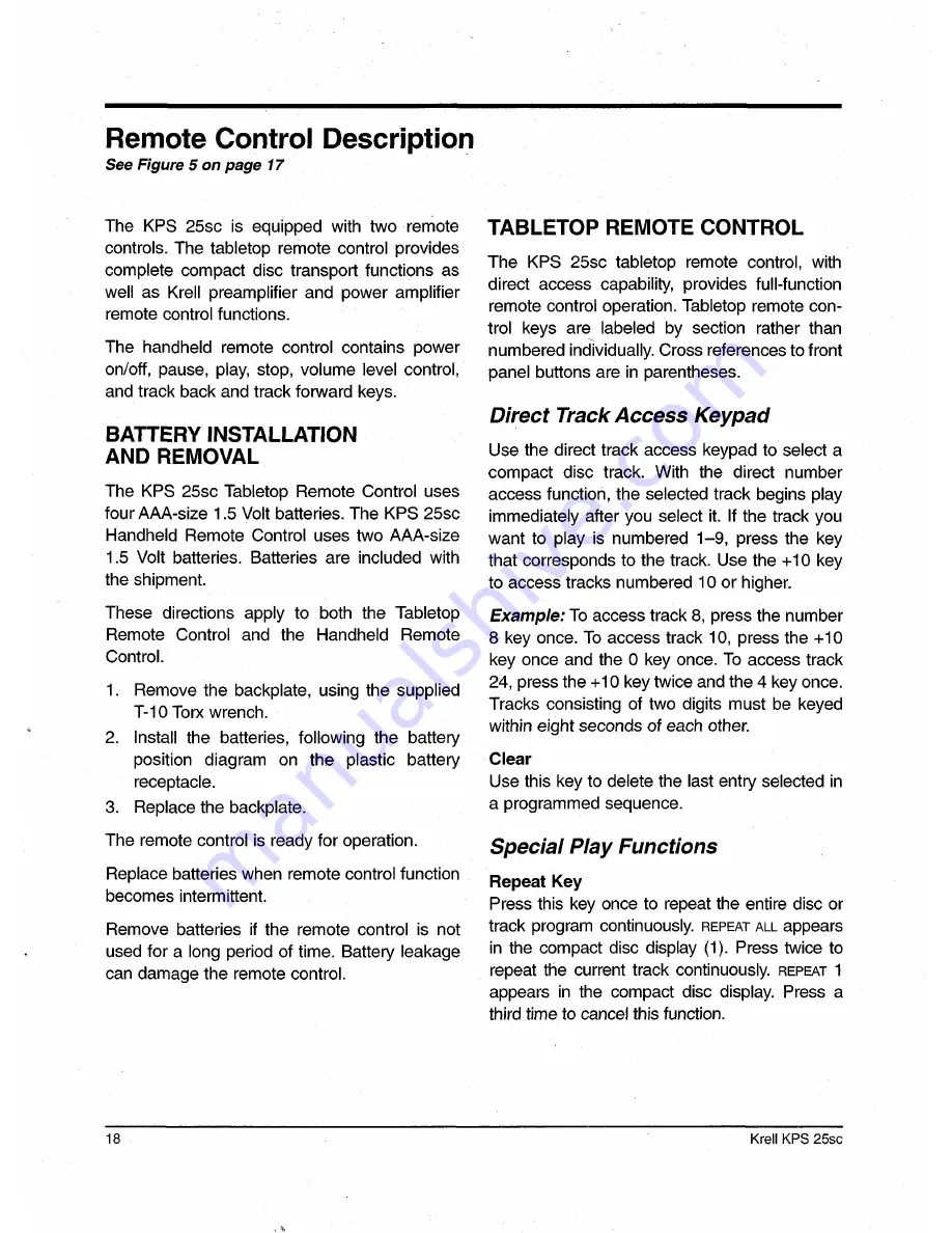 Krell Industries KPS 25sc Instructions For Use Manual Download Page 22