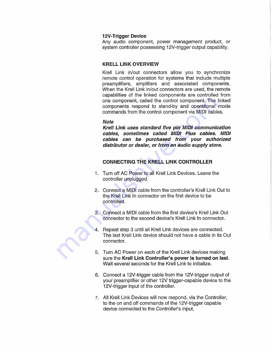 Krell Industries Link Controller Instructions For Use Download Page 3