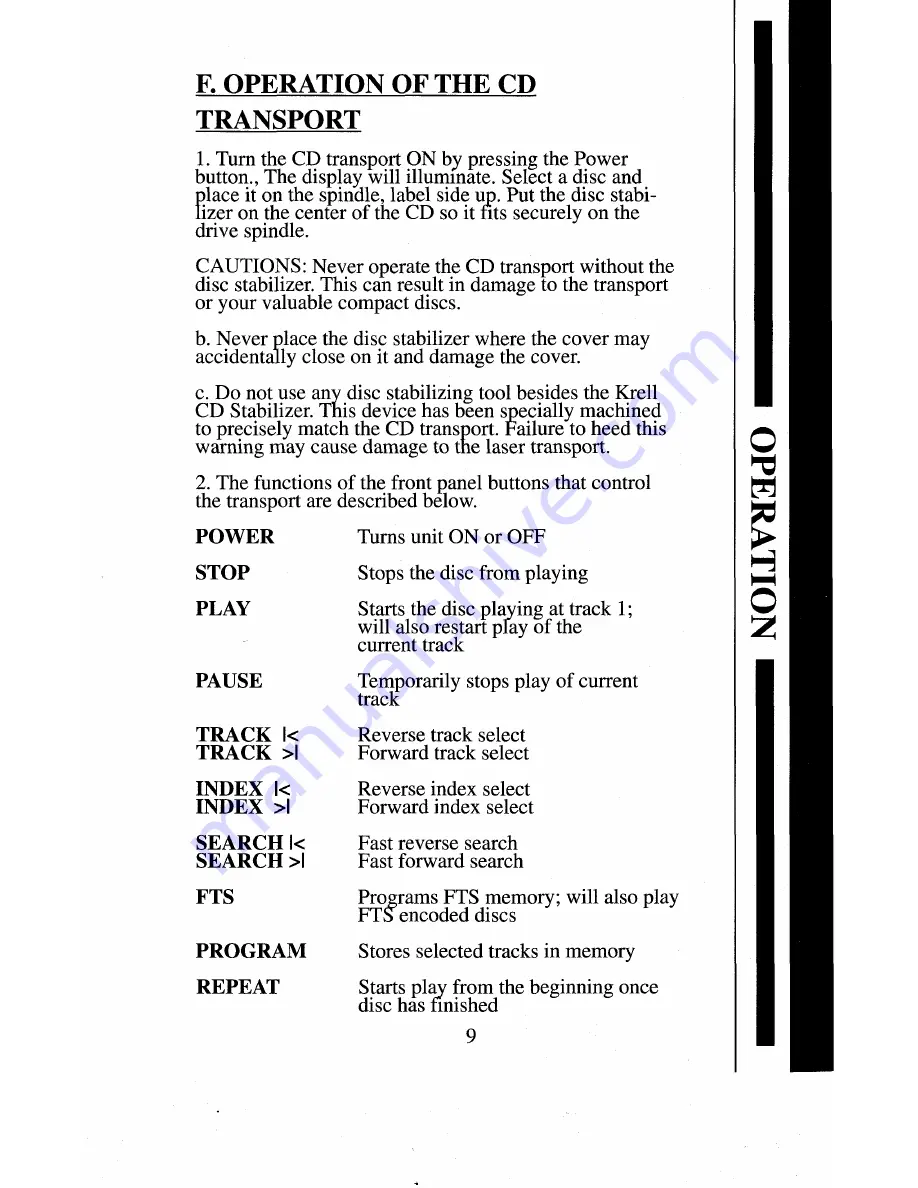 Krell Industries MD-10 Owner'S Reference Manual Download Page 9