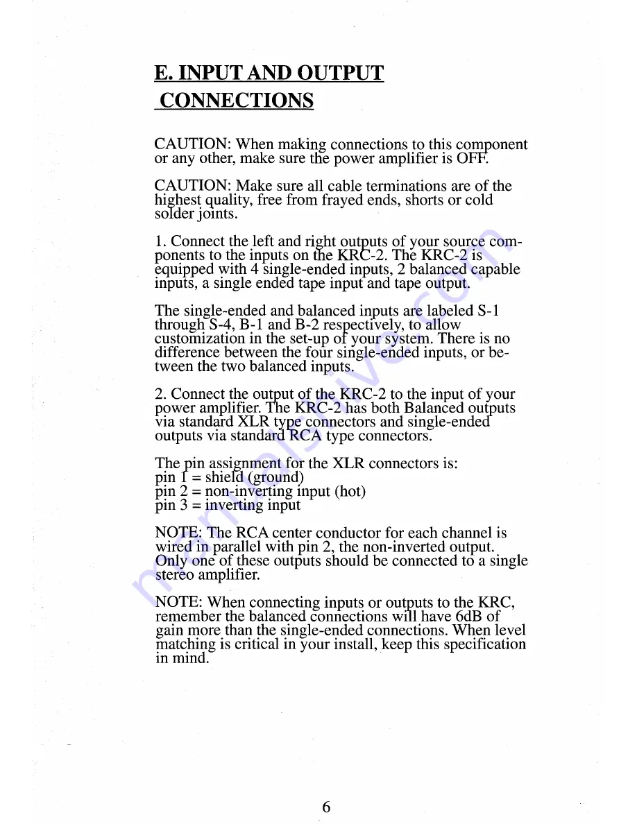 Krell Industries Preamplifier KRC 2 Owner'S Reference Manual Download Page 6