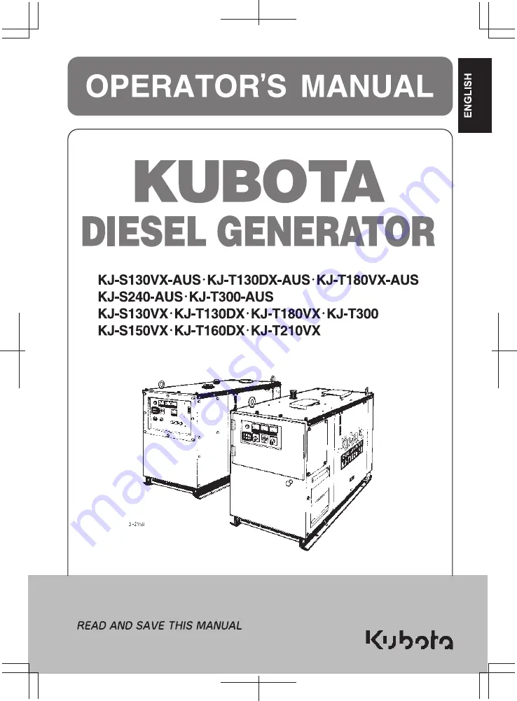 Kubota KJ-S130VX Operator'S Manual Download Page 1