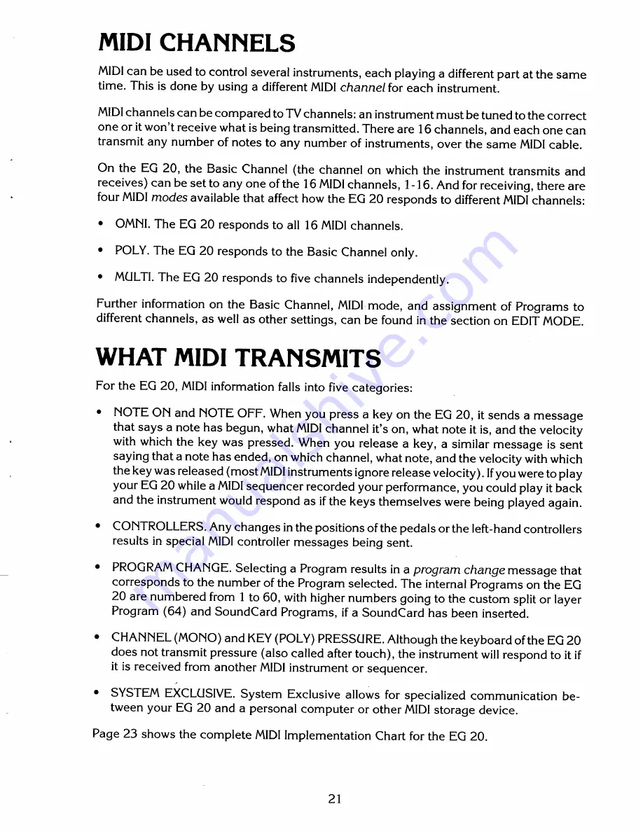 Kurzweil ENSEMBLE GRANDE PIANO EG20 Manual Download Page 21