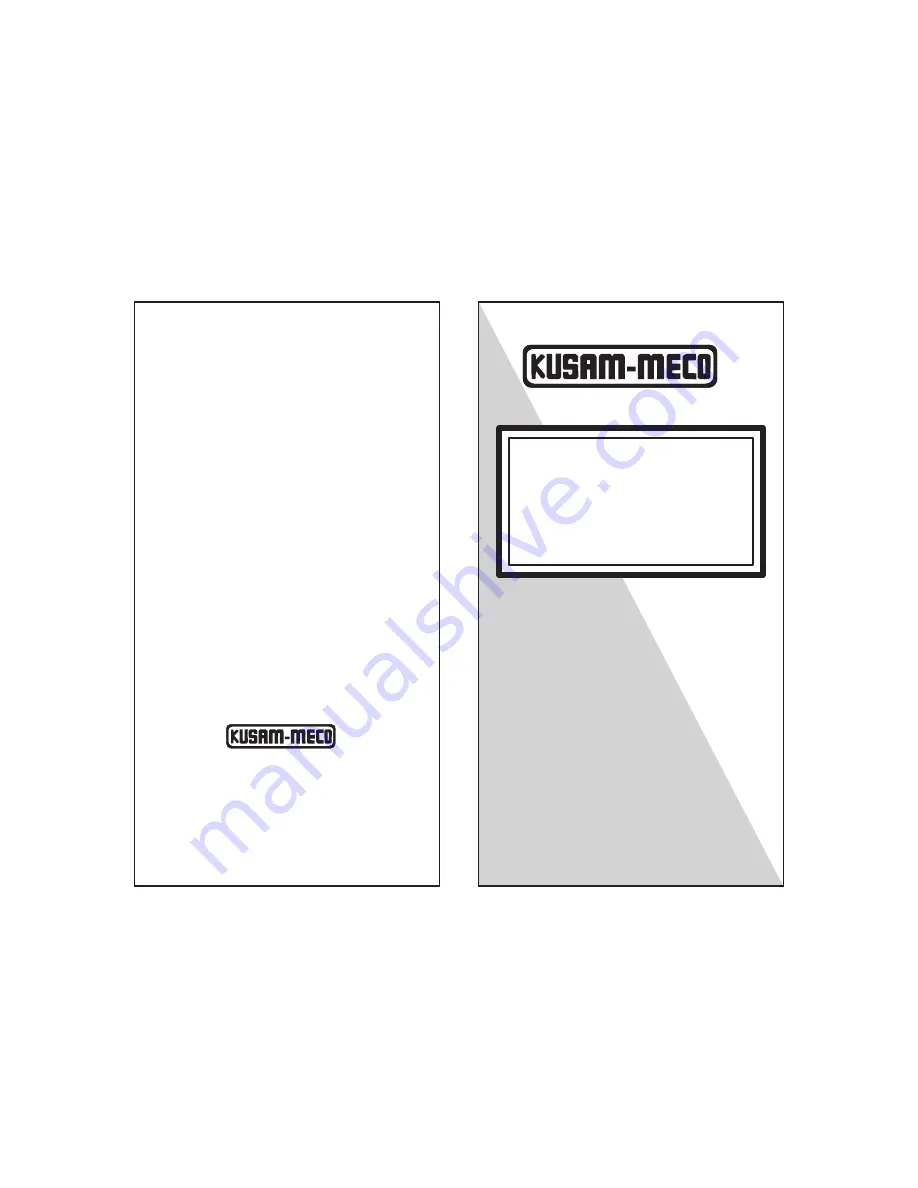 Kusam-meco 286 SVD Operation Manual Download Page 2