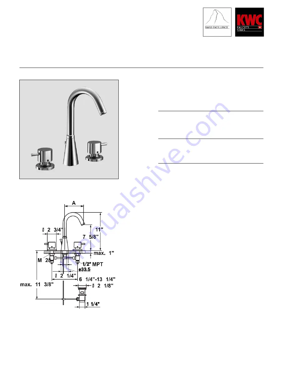 KWC DESIGNO K.12.H3.11.000A21 Specifications Download Page 1