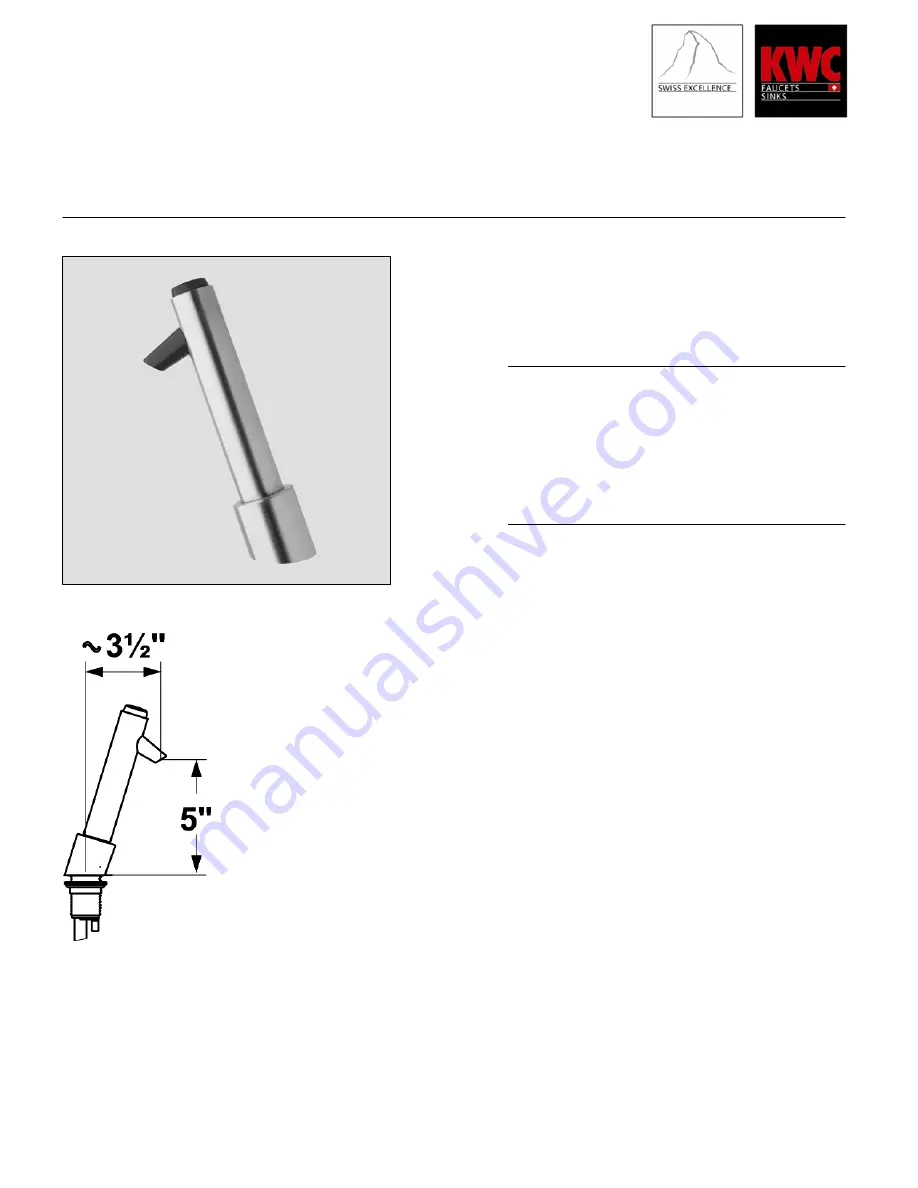 KWC PUREJET K.18.P2.21 Specification Sheet Download Page 1