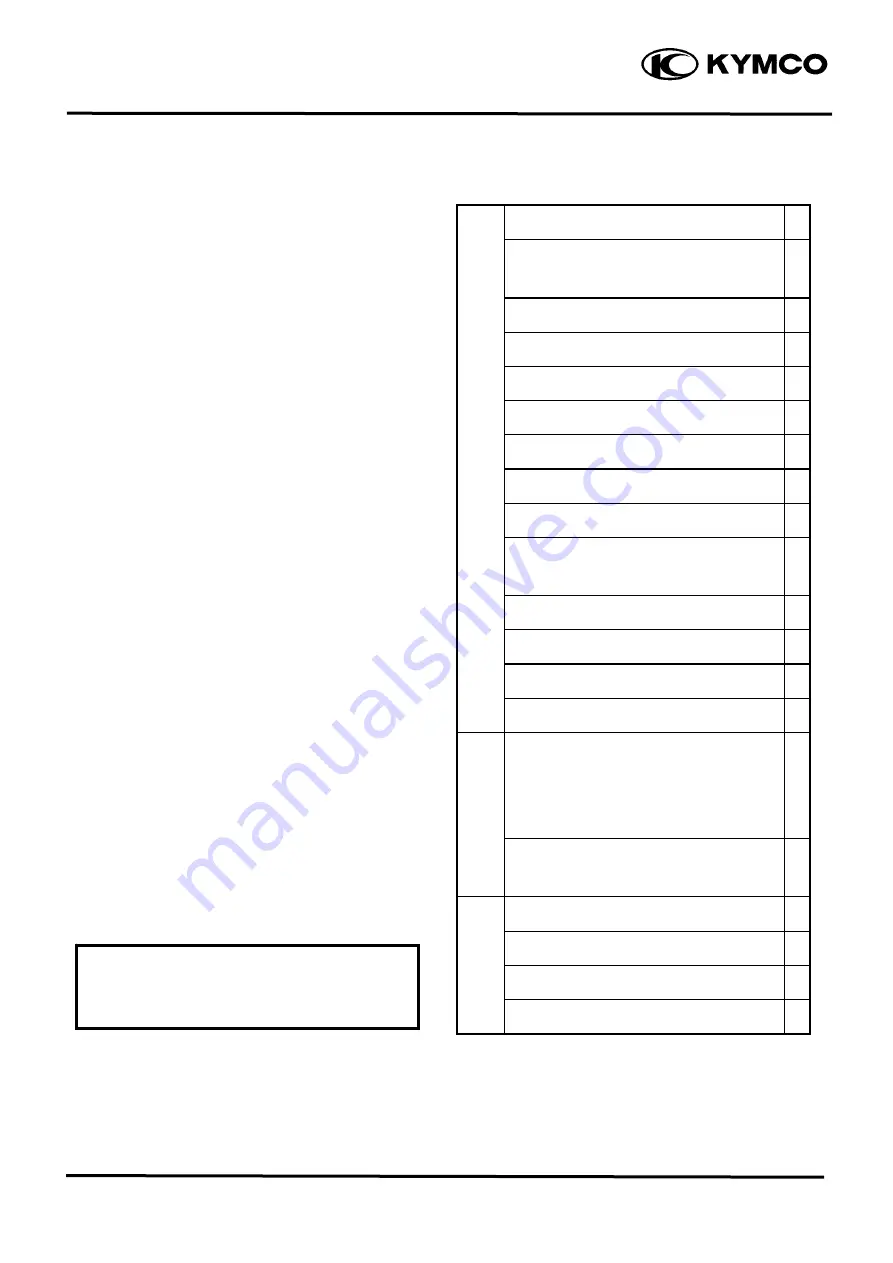 KYMCO K-XCT 125i Service Manual Download Page 2