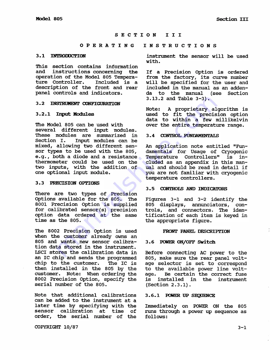 Lake Shore 805 User Manual Download Page 19