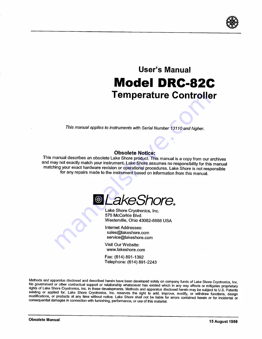 Lakeshore DRC-82C User Manual Download Page 1