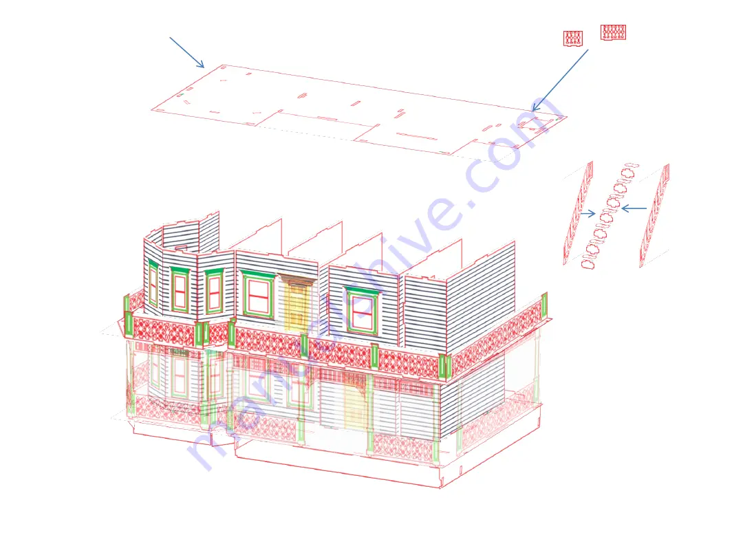 Laser Dollhouse Designs Victorian Farmhouse Assembly Instructions Manual Download Page 15