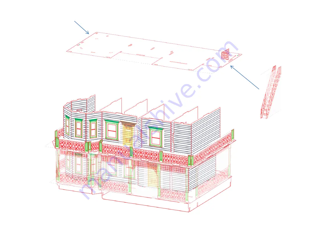 Laser Dollhouse Designs Victorian Farmhouse Assembly Instructions Manual Download Page 16