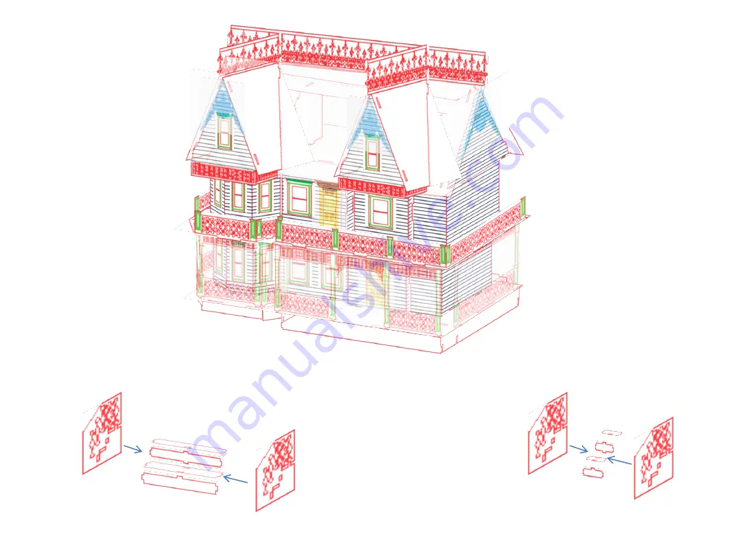 Laser Dollhouse Designs Victorian Farmhouse Assembly Instructions Manual Download Page 25