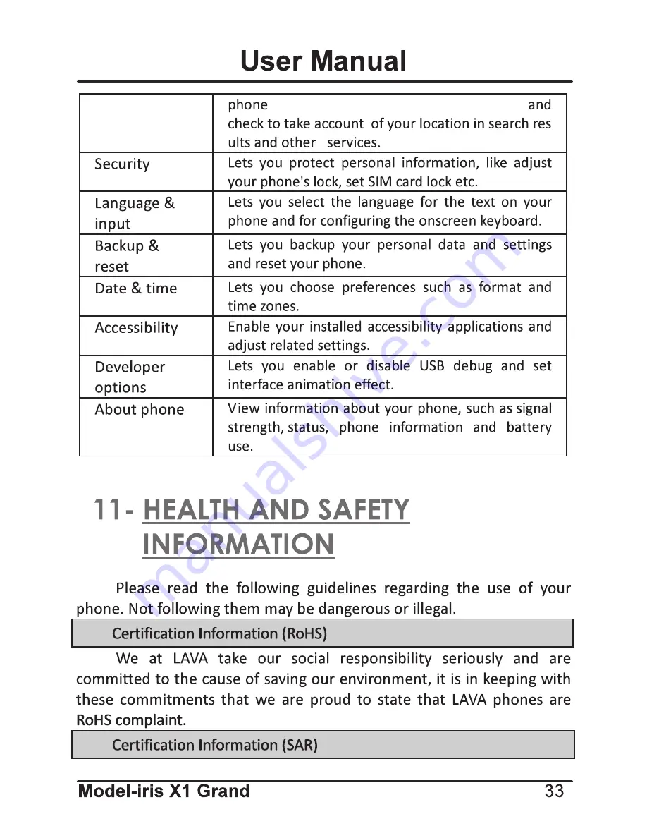 Lava iris X1 Atom User Manual Download Page 33