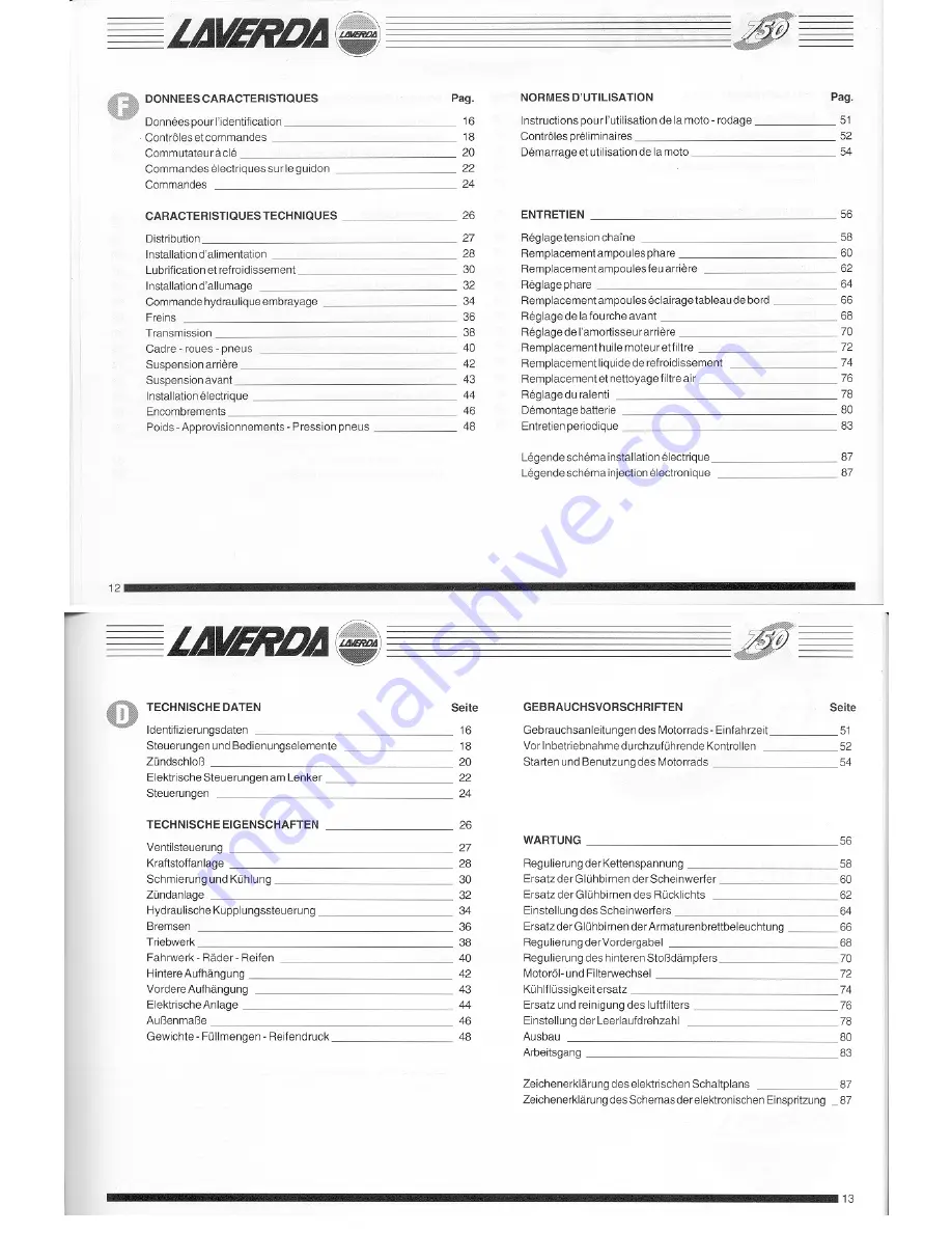 Laverda 750 Specifications - Operation - Maintenance Download Page 8