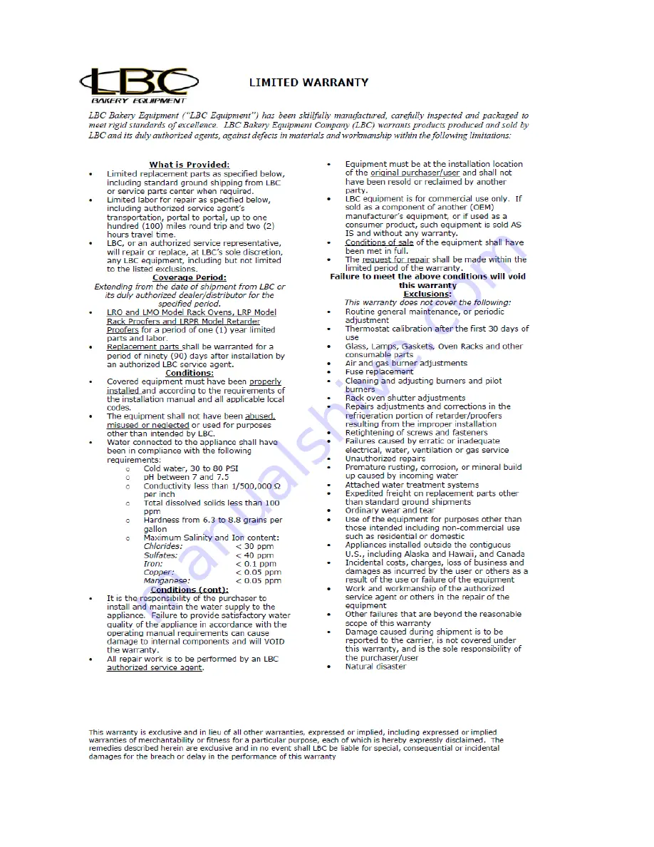 LBC LRO-1E4 Operator'S Manual Download Page 46