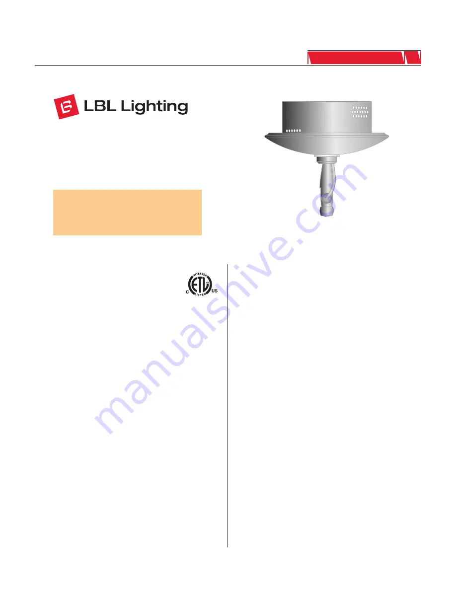 LBL Lighting TRANSDIR-SFE300 Installation Instructions Download Page 1