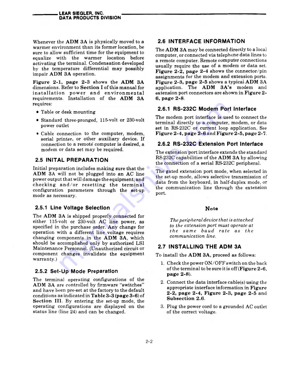 Lear Siegler ADM 3A Скачать руководство пользователя страница 18