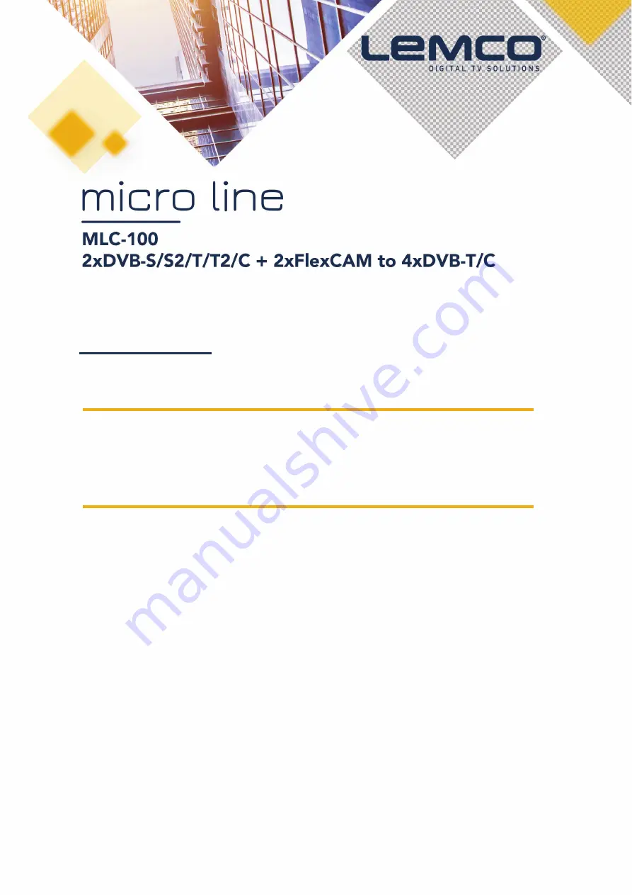 Lemco micro line MLC-100 Quick Start Manual Download Page 1