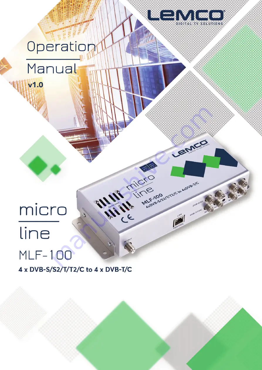 Lemco micro line MLF-100 Operation Manual Download Page 1