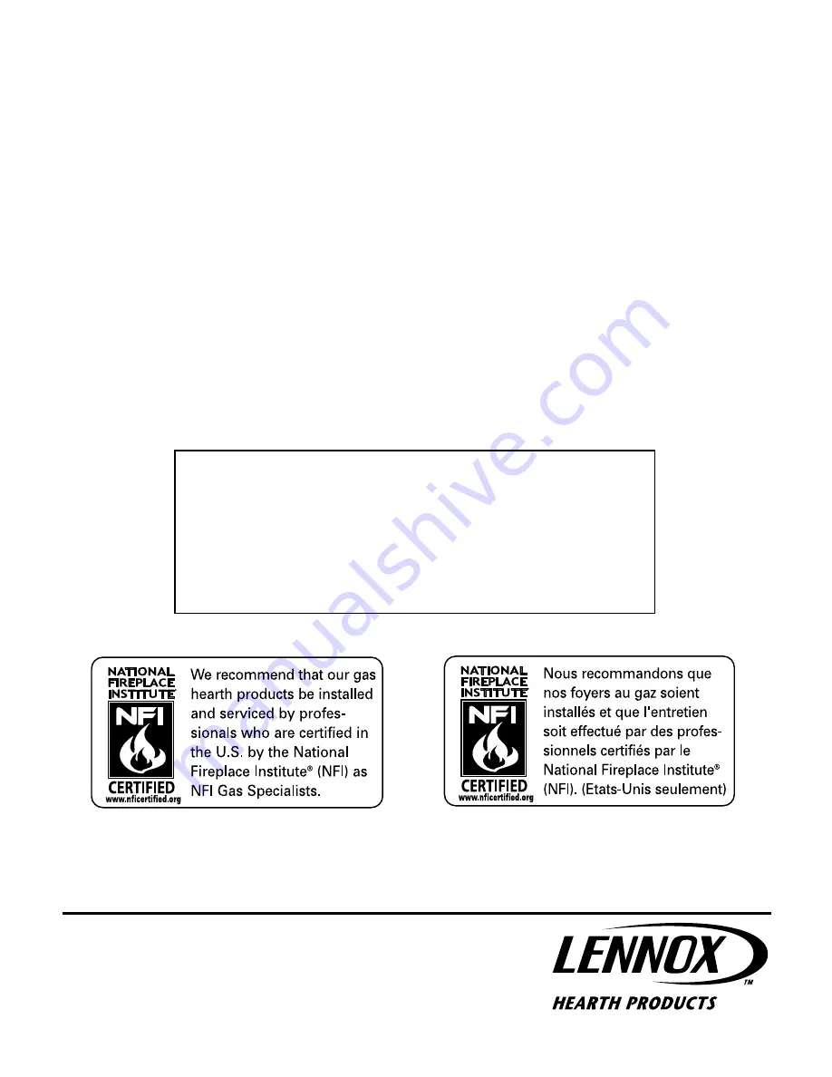 Lennox Hearth Products Elite VIS25 Installation And Operation Manual Download Page 30