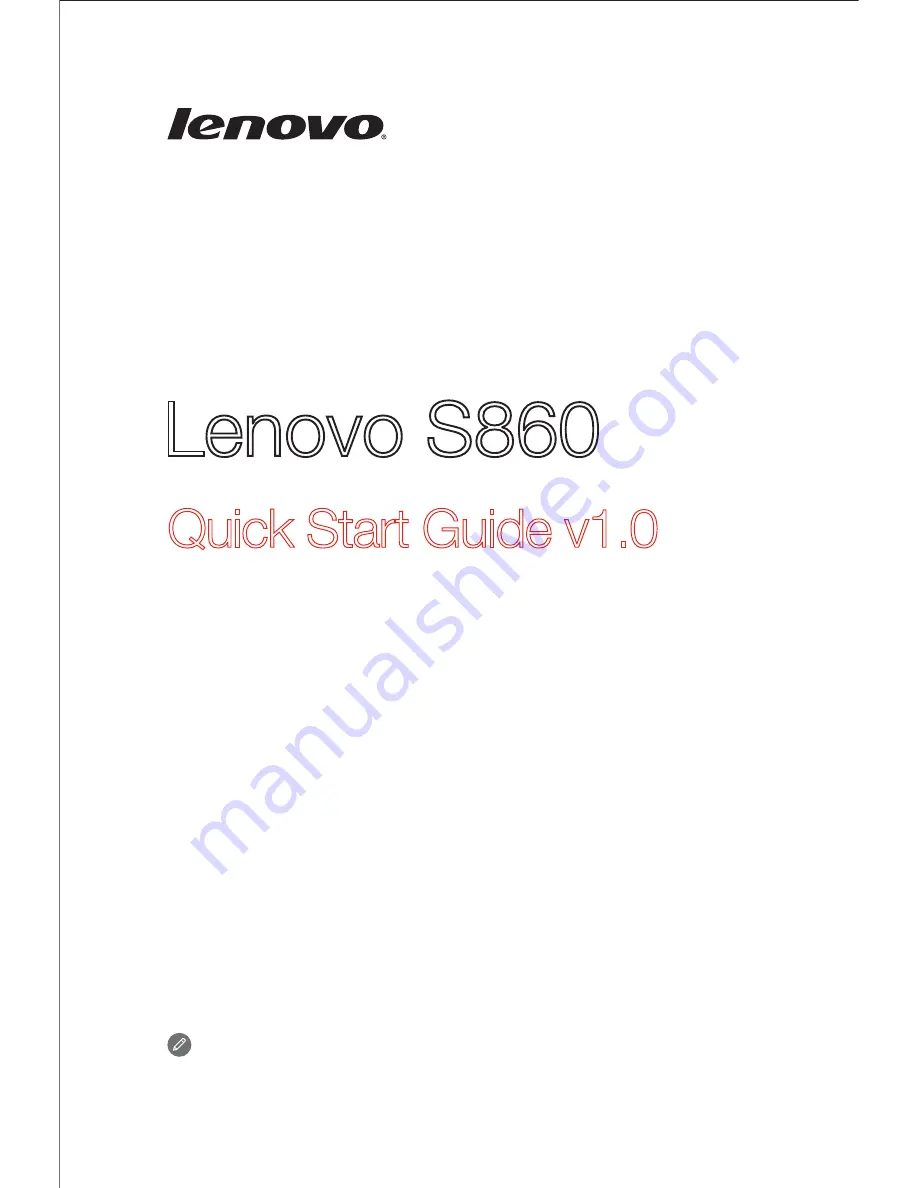 Lenovo S860 Quick Start Manual Download Page 1