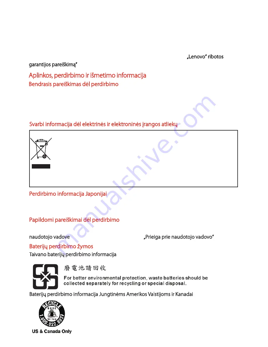 Lenovo TAB S8-50 Safety, Warranty & Quick Start Manual Download Page 160