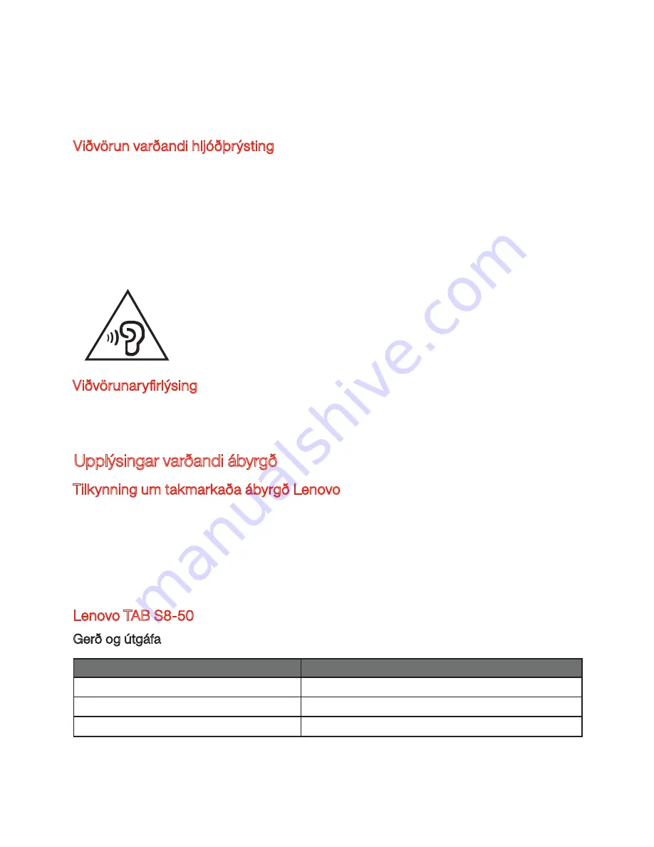 Lenovo TAB S8-50 Safety, Warranty & Quick Start Manual Download Page 169