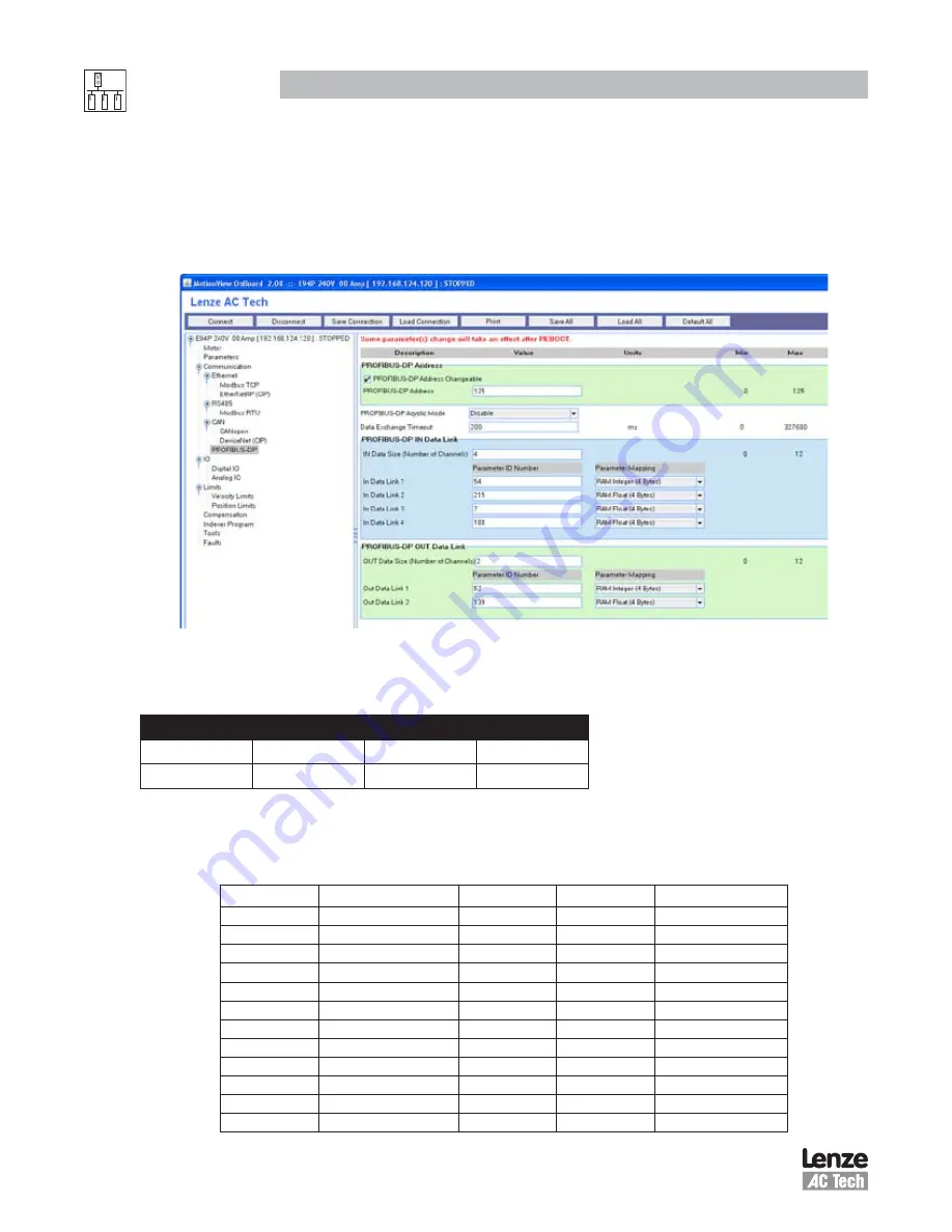 Lenze AC Tech MotionView OnBoard PositionServo PROFIBUS-DP Reference Manual Download Page 20