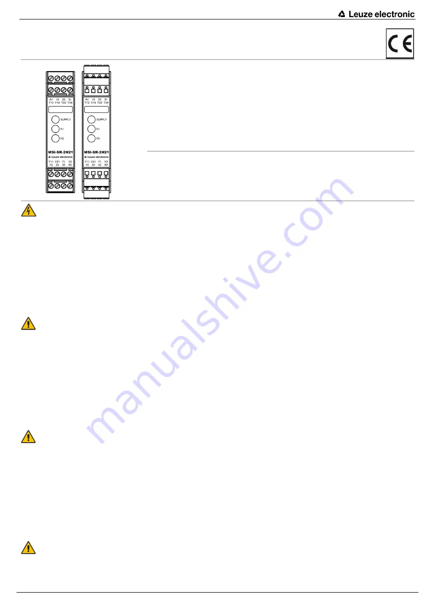 Leuze electronic MSI-SR-2H21 Series Original Operating Instructions Download Page 9