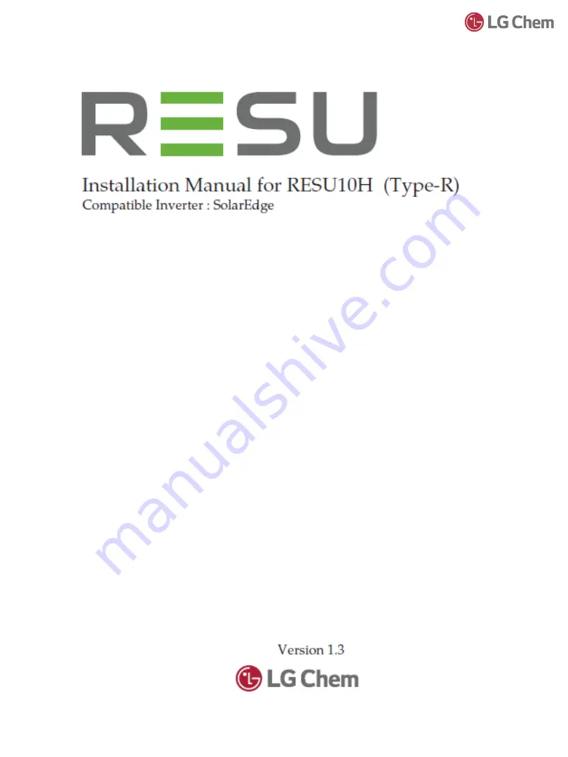 LG Chem RESU HV Скачать руководство пользователя страница 14