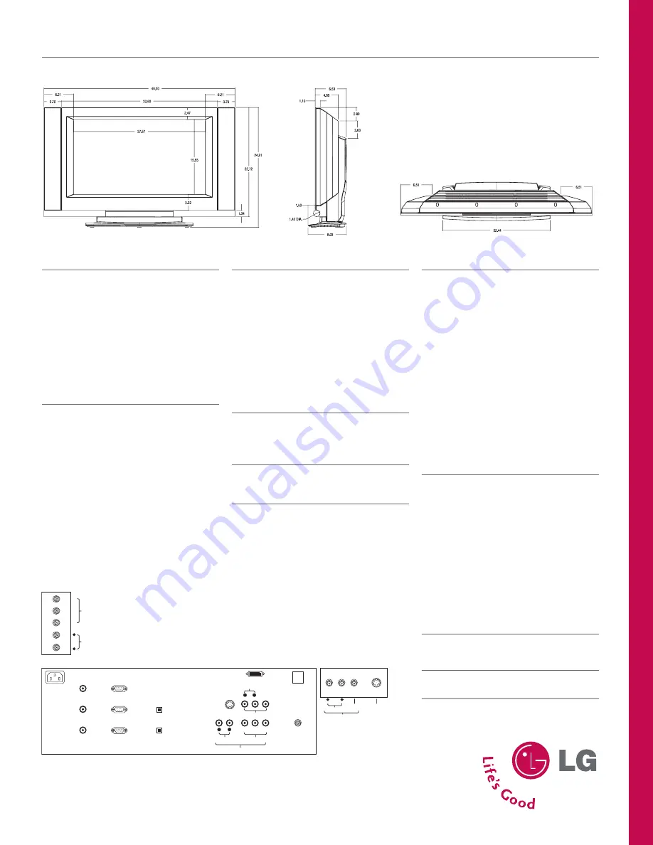 LG 32LP1DC Dimensions And Specifications Download Page 2