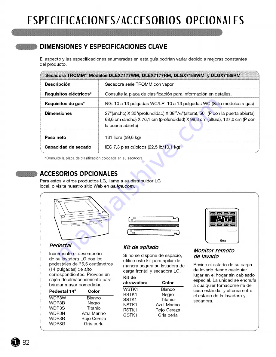 LG 3828EL3010F User'S Manual & Installation Instructions Download Page 82