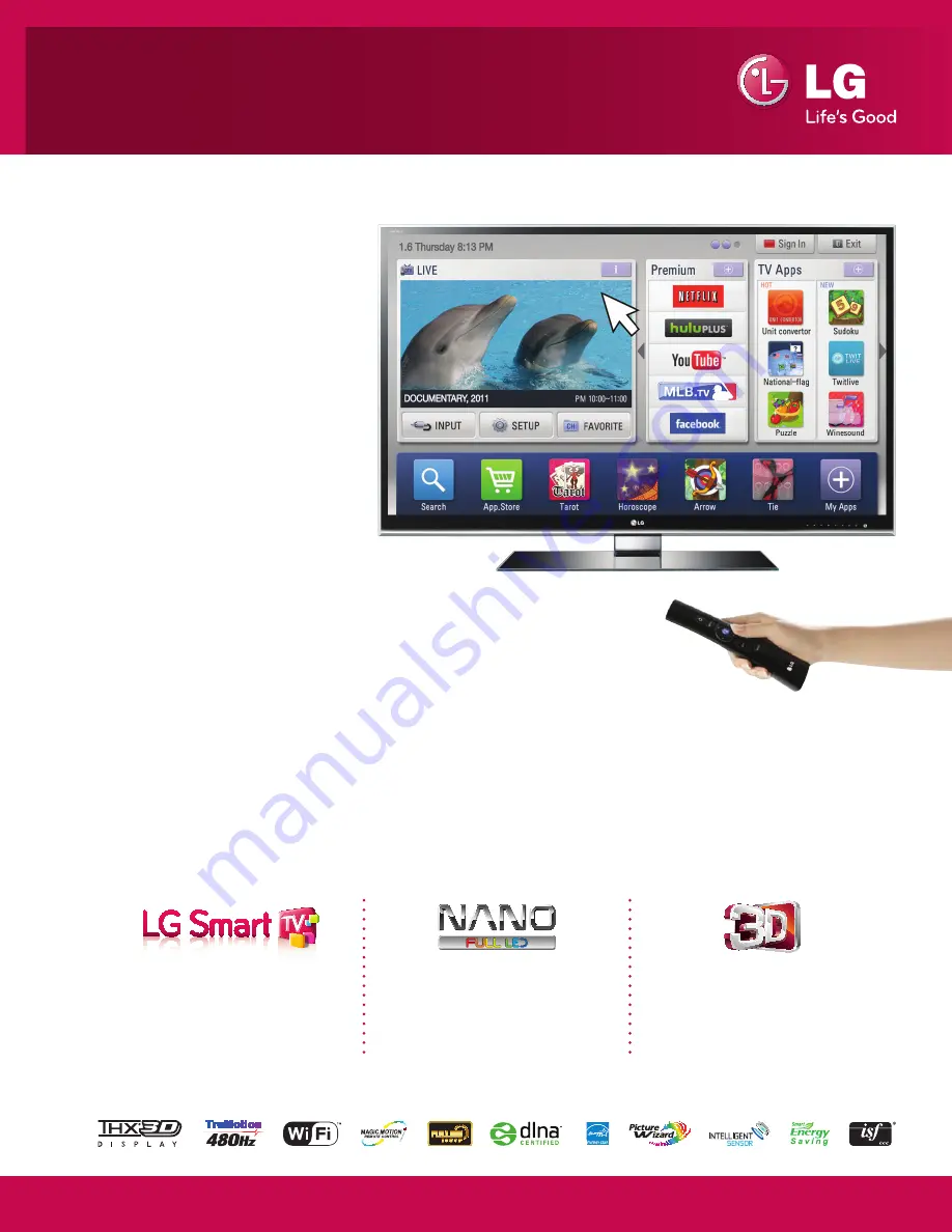 LG 55LW9500 Specifications Download Page 1